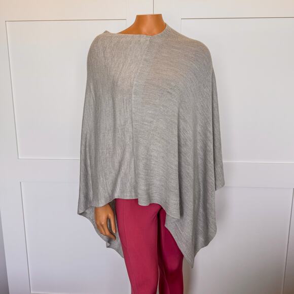 A New Day, Women’s Asymmetrical Gray Shawl Poncho Sweater, One Size Fits Most - Picture 1 of 6
